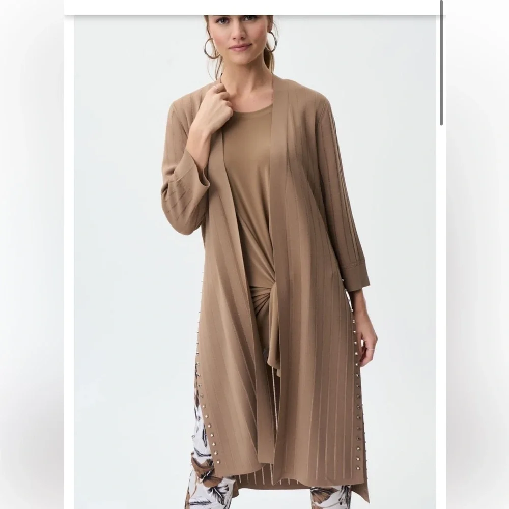 JOSEPH RIBKOFF cardigan in tan 
Luxury medium duster longline tiger eye… - Picture 5 of 6